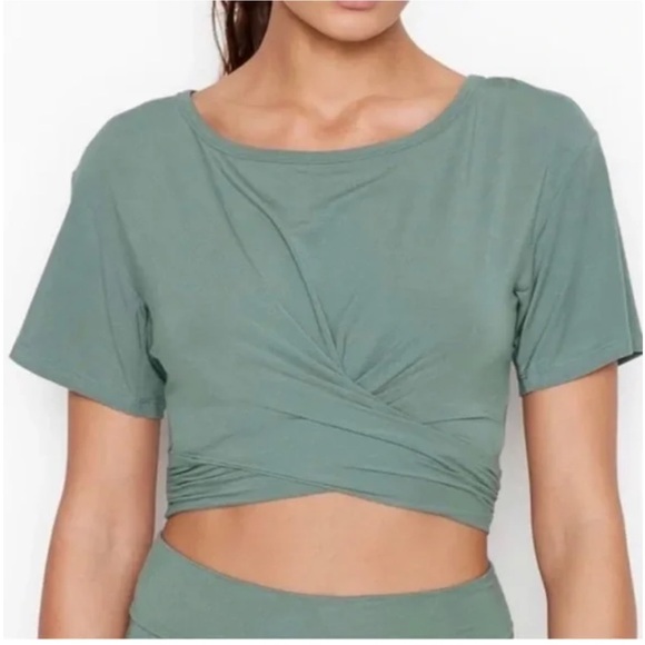 VICTORIAS SECRET Heavenly by Victoria Soft Modal Twist-tie Crop Tee - Picture 1 of 7